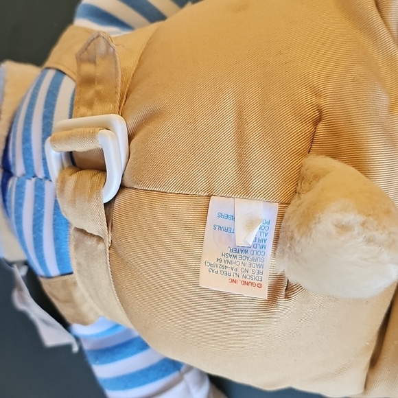 Baby Gund From nordstroms Striped Blue and‎ Tan Teddy Bear Teaching Toy. NWT - Picture 5 of 11
